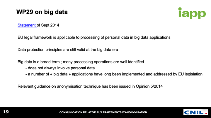 WP29 on big data