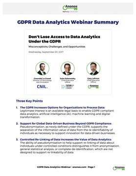 GDPR Data Analytics Webinar Summary
