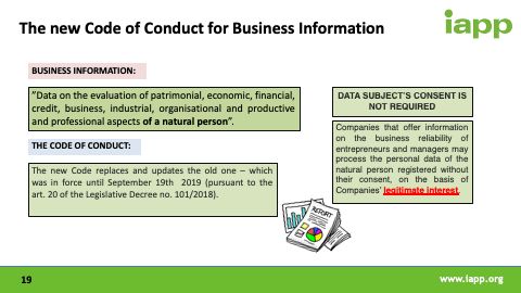 The new Code of Conduct for Business Information