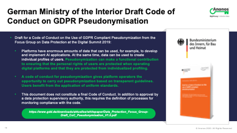 German Ministry of the Interior Draft Code of Conduct on GDPR Pseudonymisation