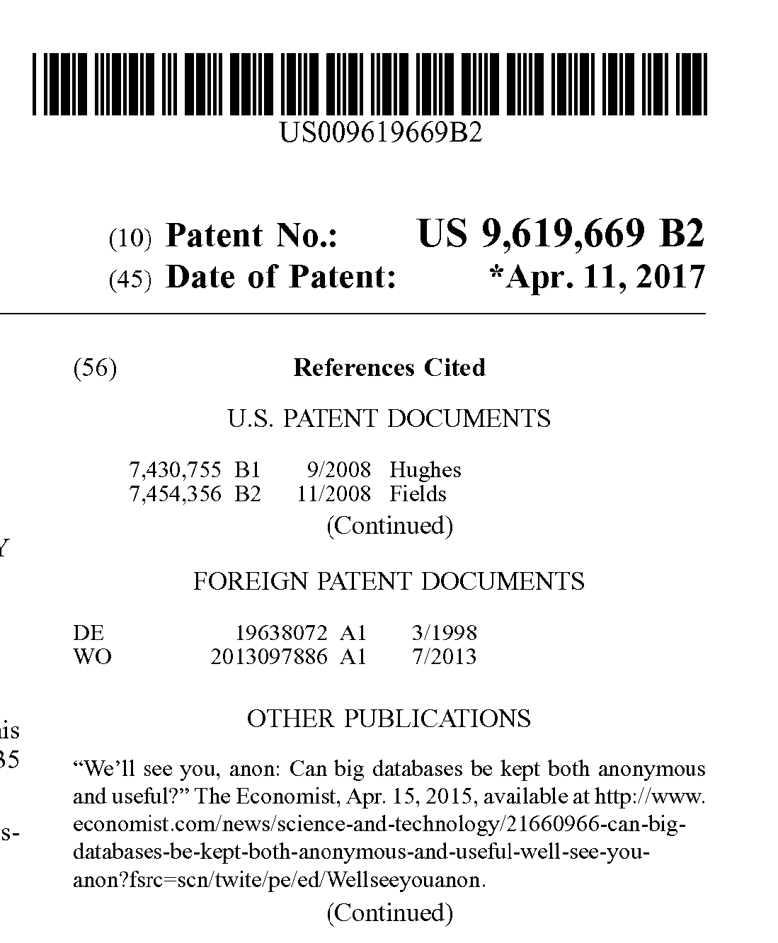 Patent US 9,619,669