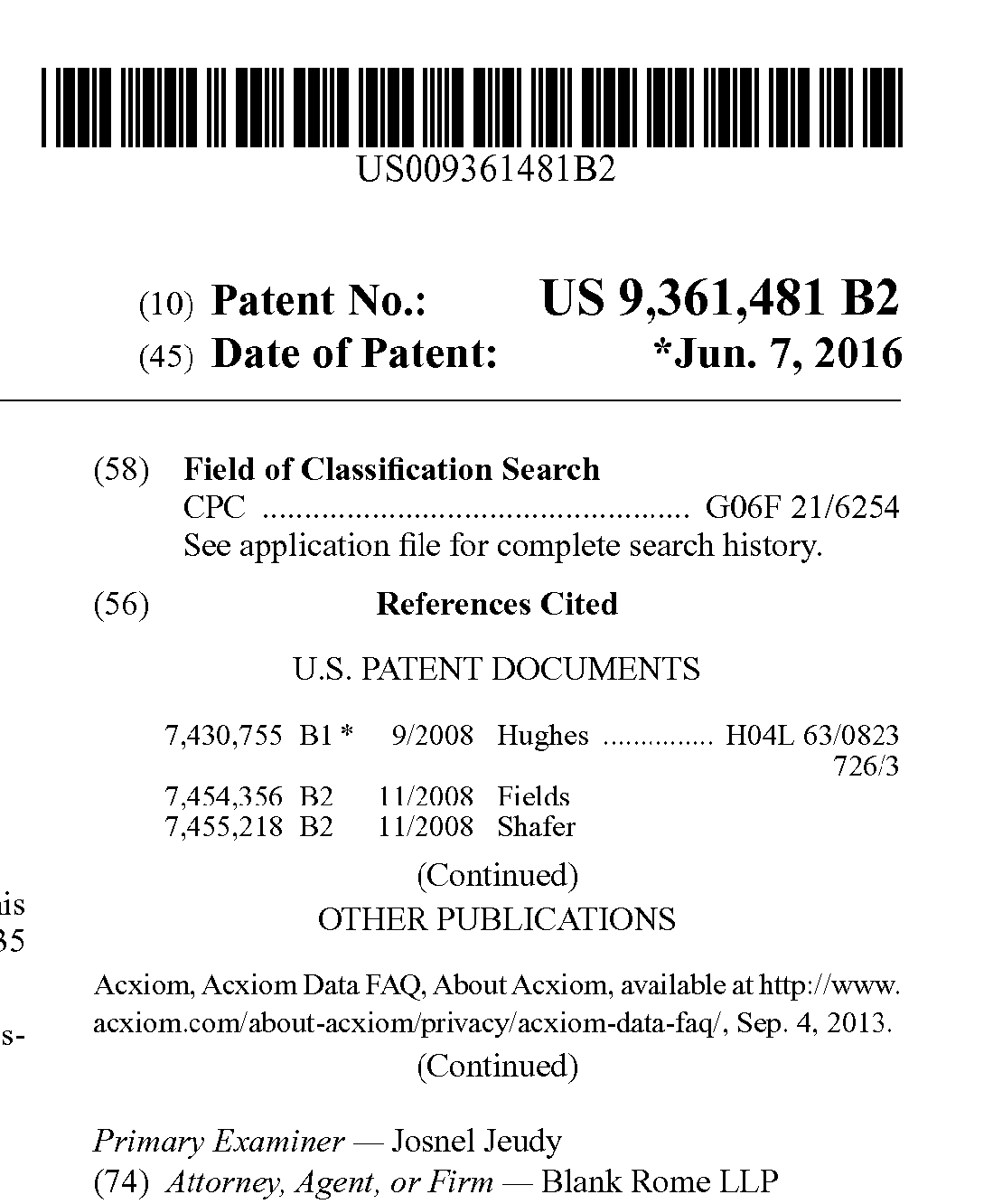 Patent US 9,361,481