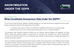 Anonymisation Under the GDPR