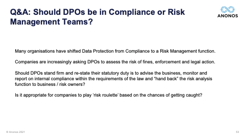 Q&A: Should DPOs be in Compliance or Risk Management Teams?