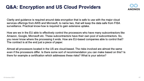 Q&A: Encryption and US Cloud Providers