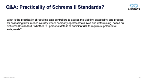 Q&A: Practicality of Schrems II Standards?