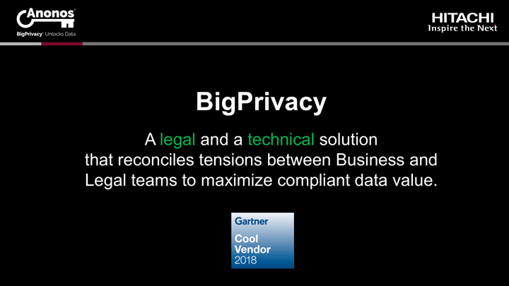 BigPrivacy: A legal and a technical solution that reconciles tensions between Business and Legal teams to maximize compliant data value.