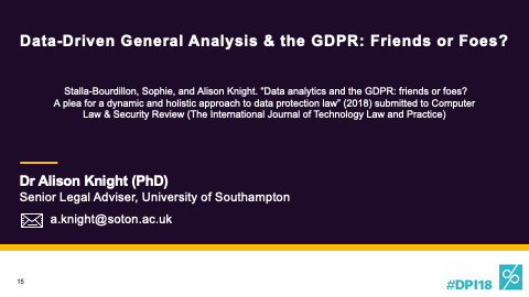 Data-Driven General Analysis & the GDPR: Friends or Foes?