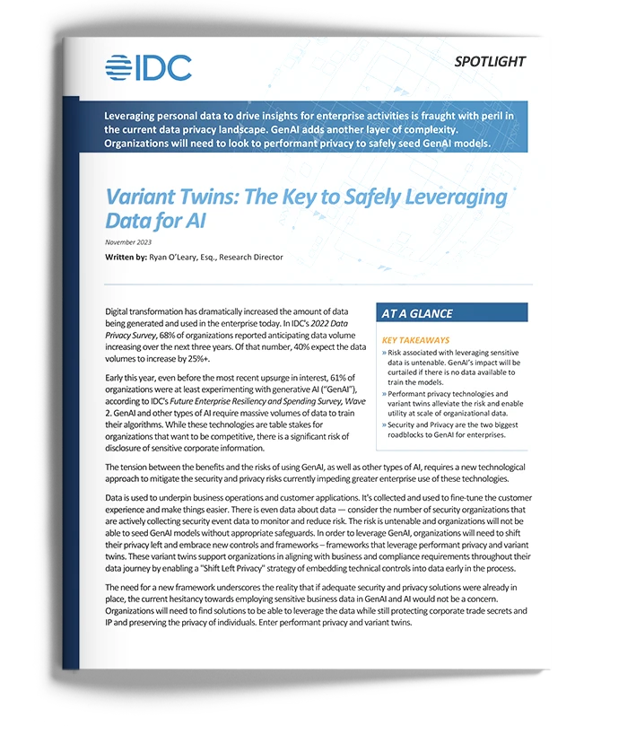IDC Report: Variant Twins: The Key to Safely Leveraging Data for AI