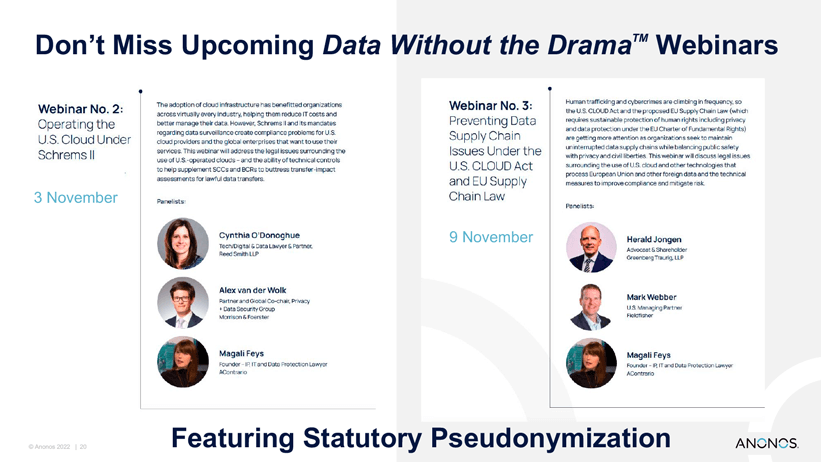Don’t Miss Upcoming Data Without the DramaTM Webinars