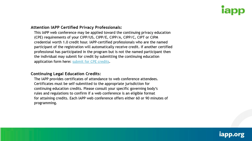 Attention IAPP Certified Privacy Professionals