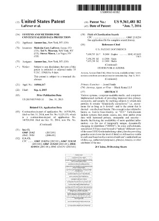 Patent US 9,361,481 (2016) - SYSTEMS AND METHODS FOR CONTEXTUALIZED DATA PROTECTION