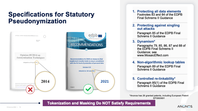 Specifications for Statutory Pseudonymization