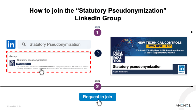 How to join the “Statutory Pseudonymization” LinkedIn Group