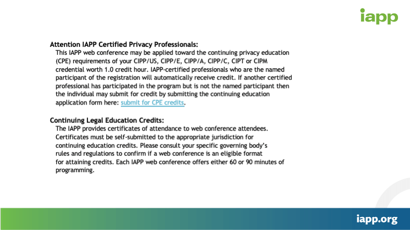 Attention IAPP Certified Privacy Professionals