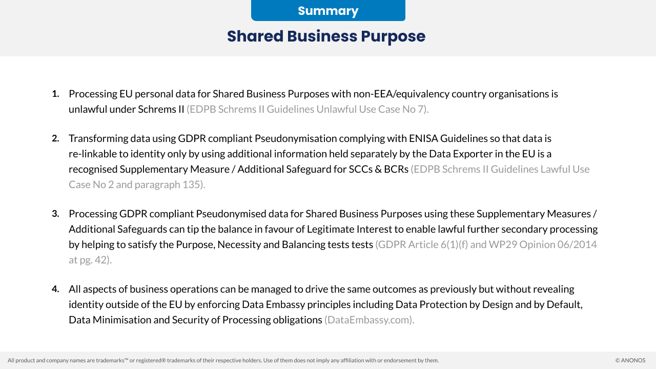 Summary: Shared Business Purpose