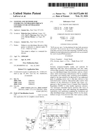 US 10,572,684 patent cover